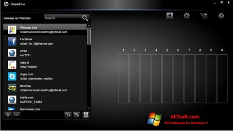 Снимка на екрана HP SimplePass за Windows 7