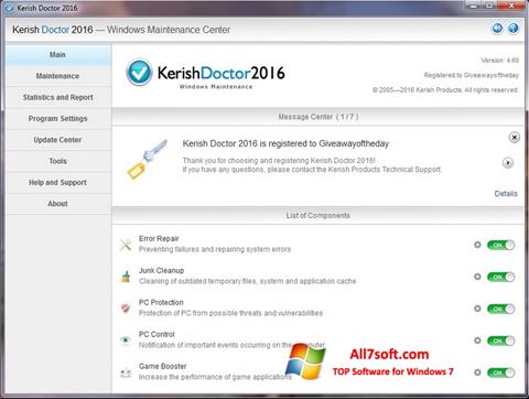 Снимка на екрана Kerish Doctor за Windows 7