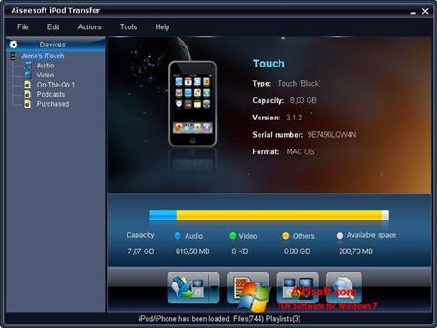 Снимка на екрана iPhone PC Suite за Windows 7