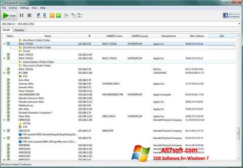 Снимка на екрана Advanced IP Scanner за Windows 7