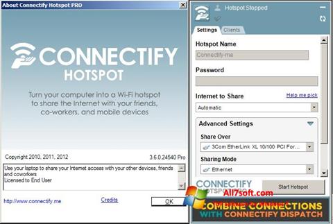 Снимка на екрана Connectify Hotspot PRO за Windows 7