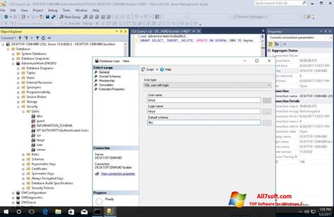 Снимка на екрана Microsoft SQL Server за Windows 7