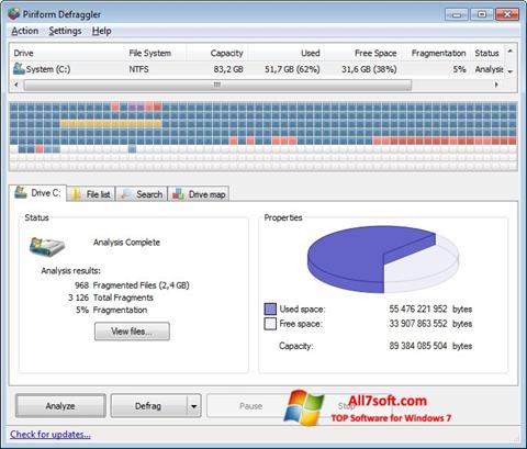 Снимка на екрана Defraggler за Windows 7