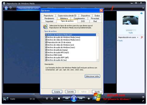 Снимка на екрана Windows Media Player за Windows 7