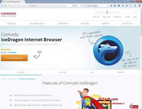 Снимка на екрана Comodo IceDragon за Windows 7