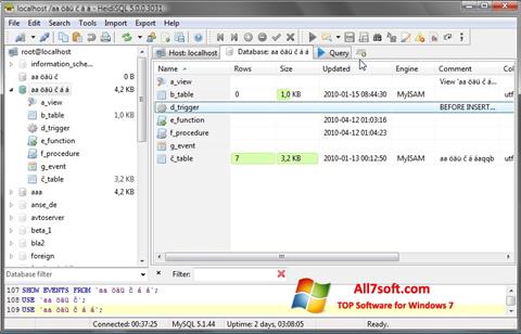 Снимка на екрана HeidiSQL за Windows 7