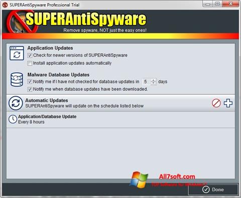 Снимка на екрана SUPERAntiSpyware за Windows 7