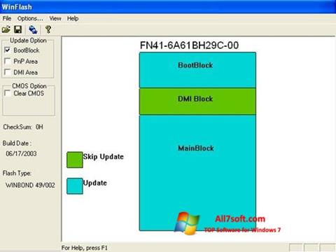 Снимка на екрана WinFlash за Windows 7