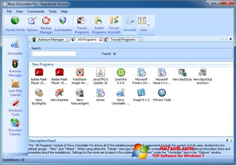 Снимка на екрана Revo Uninstaller Pro за Windows 7