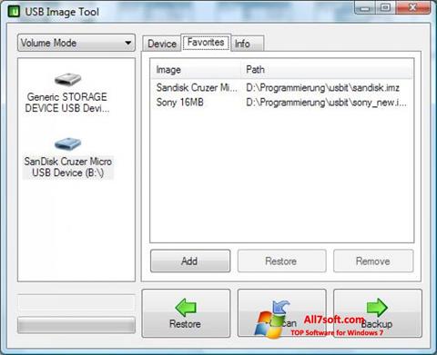Снимка на екрана USB Image Tool за Windows 7