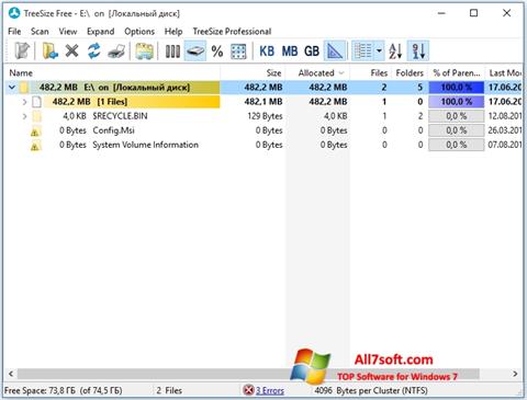 Снимка на екрана TreeSize Free за Windows 7