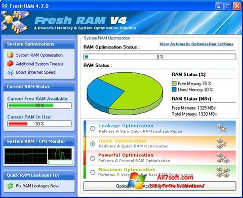 Снимка на екрана Fresh RAM за Windows 7