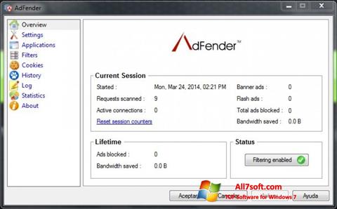 Снимка на екрана AdFender за Windows 7