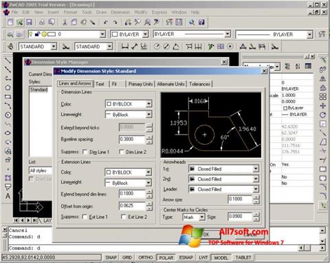 Снимка на екрана ZWCAD за Windows 7