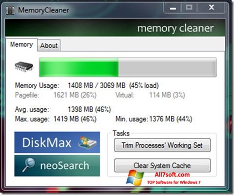 Снимка на екрана Memory Cleaner за Windows 7