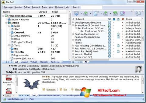 Снимка на екрана The Bat! за Windows 7