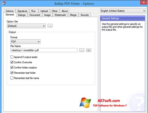 Снимка на екрана BullZip PDF Printer за Windows 7