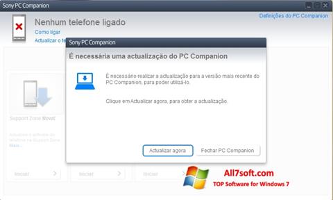 Снимка на екрана Sony PC Companion за Windows 7