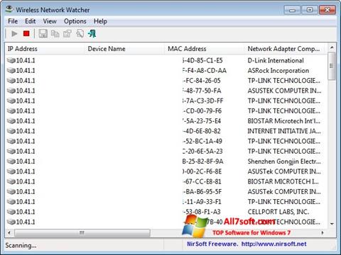 Снимка на екрана Wireless Network Watcher за Windows 7