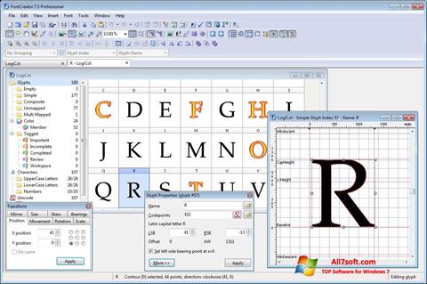 Снимка на екрана Font Creator за Windows 7