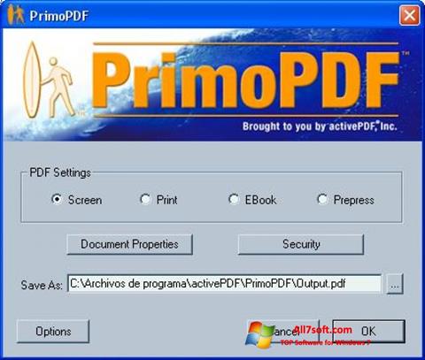 Снимка на екрана PrimoPDF за Windows 7