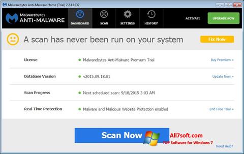 Снимка на екрана Malwarebytes Anti-Malware за Windows 7