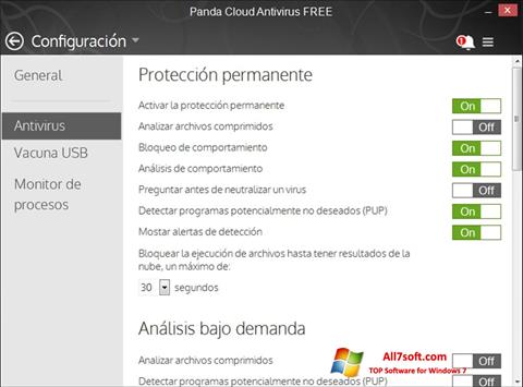 Снимка на екрана Panda Cloud за Windows 7