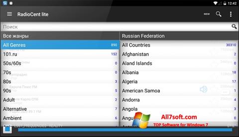 Снимка на екрана Radiocent за Windows 7