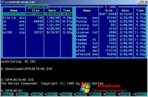 Снимка на екрана Norton Commander за Windows 7