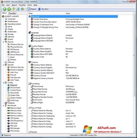 Снимка на екрана EVEREST Ultimate Edition за Windows 7