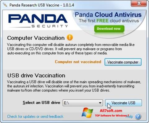Снимка на екрана Panda USB Vaccine за Windows 7