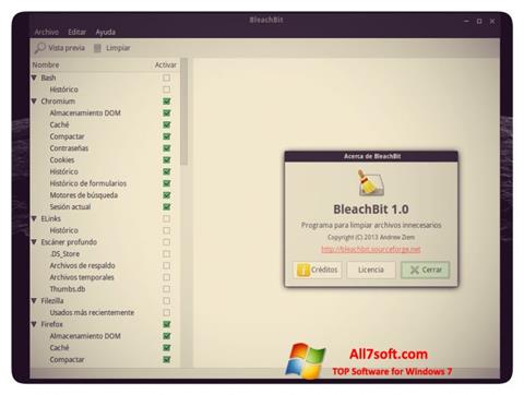 Снимка на екрана BleachBit за Windows 7