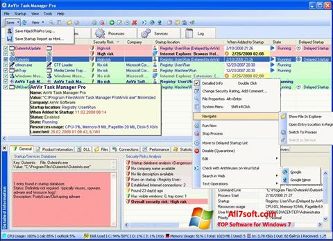 Снимка на екрана AnVir Task Manager за Windows 7