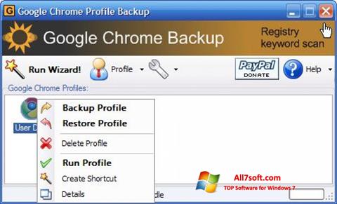 Снимка на екрана Google Chrome Backup за Windows 7
