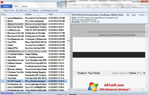 Снимка на екрана Gmail Notifier за Windows 7