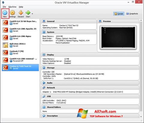Снимка на екрана VirtualBox за Windows 7