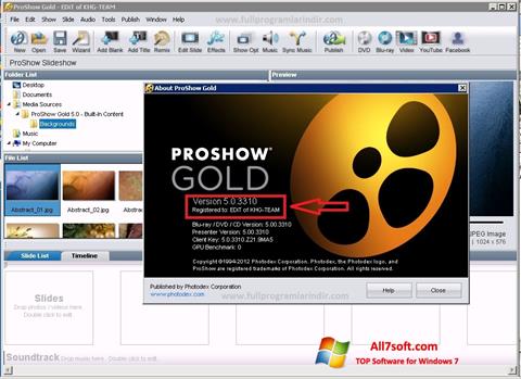 Снимка на екрана ProShow Gold за Windows 7