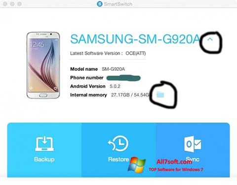 Снимка на екрана Samsung Smart Switch за Windows 7