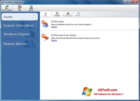 Снимка на екрана TweakNow RegCleaner за Windows 7
