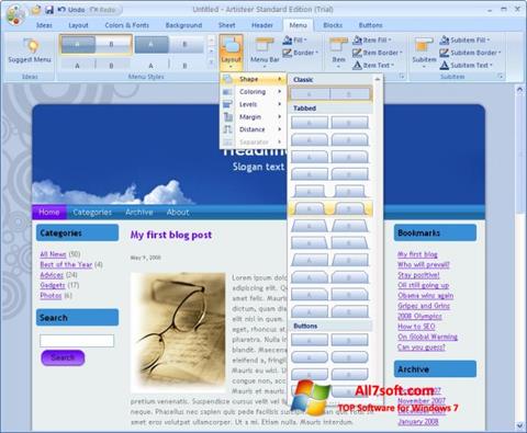Снимка на екрана Artisteer за Windows 7