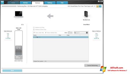 Снимка на екрана WD SmartWare за Windows 7