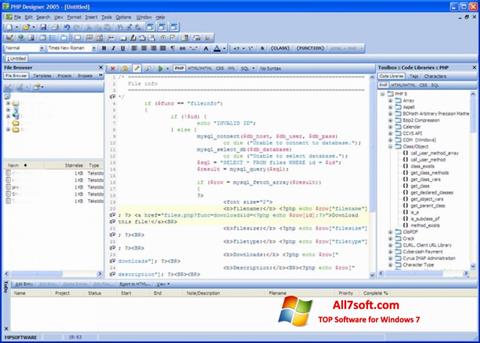 Снимка на екрана phpDesigner за Windows 7
