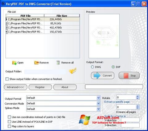 Снимка на екрана PDF to DWG Converter за Windows 7