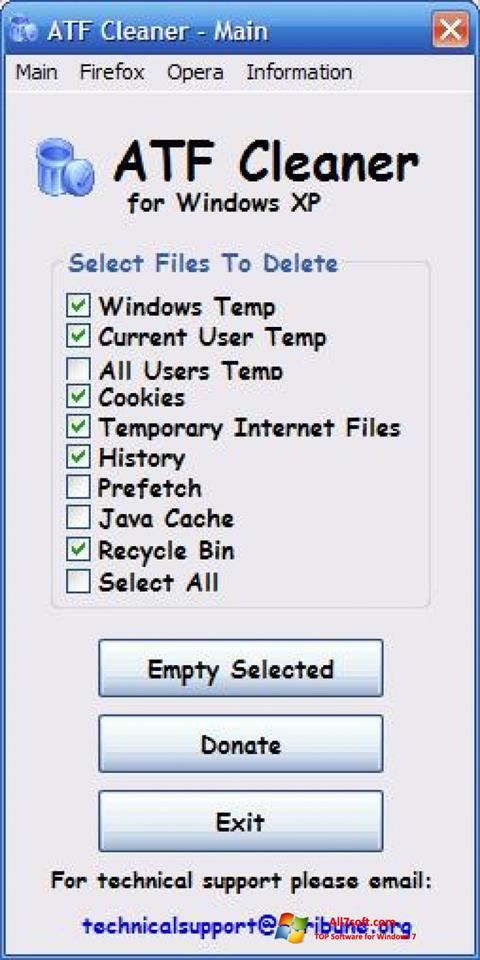 Снимка на екрана ATF Cleaner за Windows 7