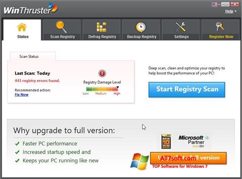 Снимка на екрана WinThruster за Windows 7