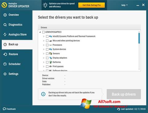 Снимка на екрана Auslogics Driver Updater за Windows 7