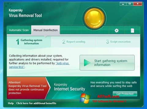 Снимка на екрана Kaspersky Virus Removal Tool за Windows 7