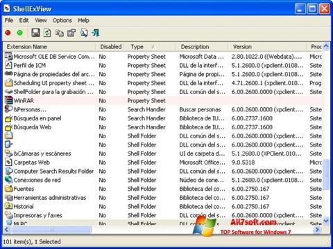 Снимка на екрана ShellExView за Windows 7