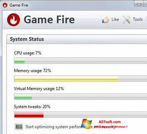 Снимка на екрана Game Fire за Windows 7