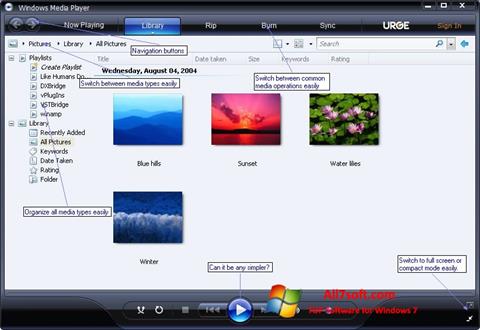 Снимка на екрана Media Player за Windows 7